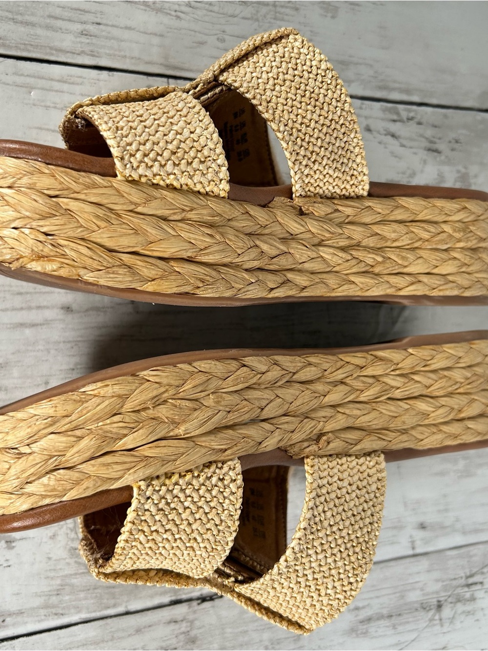 Zodiac Woven Raffia Wedge Slide Sandals Strap Accent Natural 9 - Picture 5 of 6